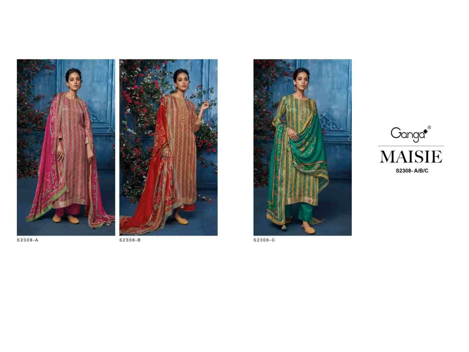 Maisie-2308 By Ganga Fashion 2308-A To 2308-C Series Beautiful Festive Suits Colorful Stylish Fancy Casual Wear & Ethnic Wear Jacquard Silk Dresses At Wholesale Price