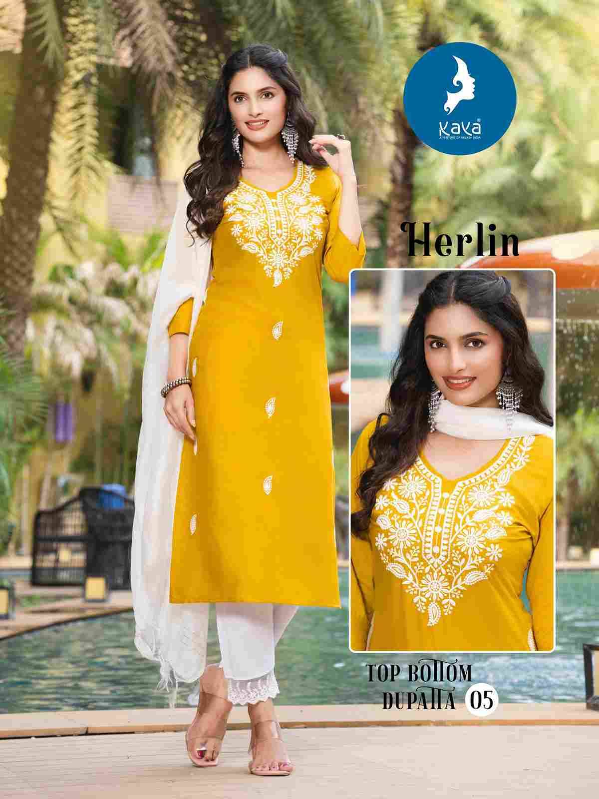Herlin By Kaya 01 To 06 Series Beautiful Festive Suits Colorful Stylish Fancy Casual Wear & Ethnic Wear Rayon Slub Dresses At Wholesale Price