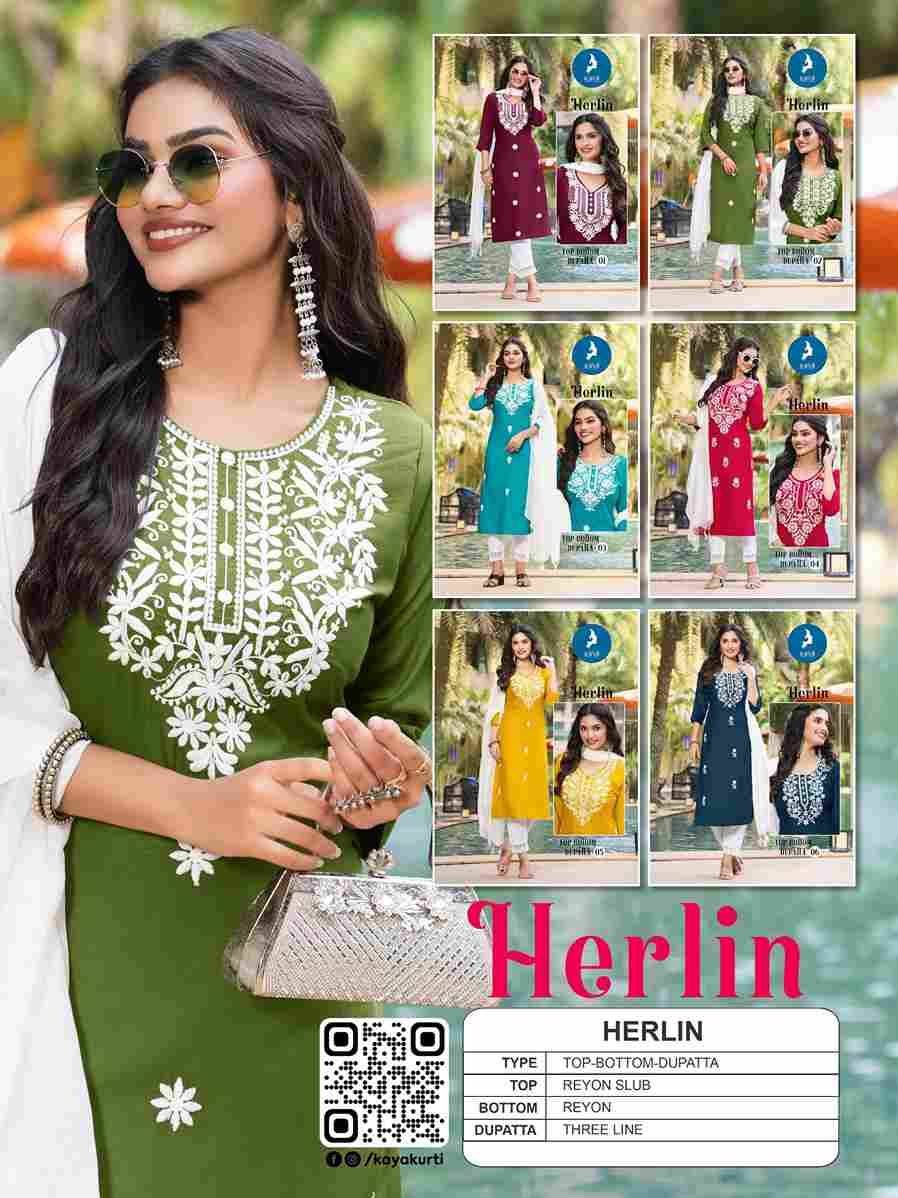 Herlin By Kaya 01 To 06 Series Beautiful Festive Suits Colorful Stylish Fancy Casual Wear & Ethnic Wear Rayon Slub Dresses At Wholesale Price