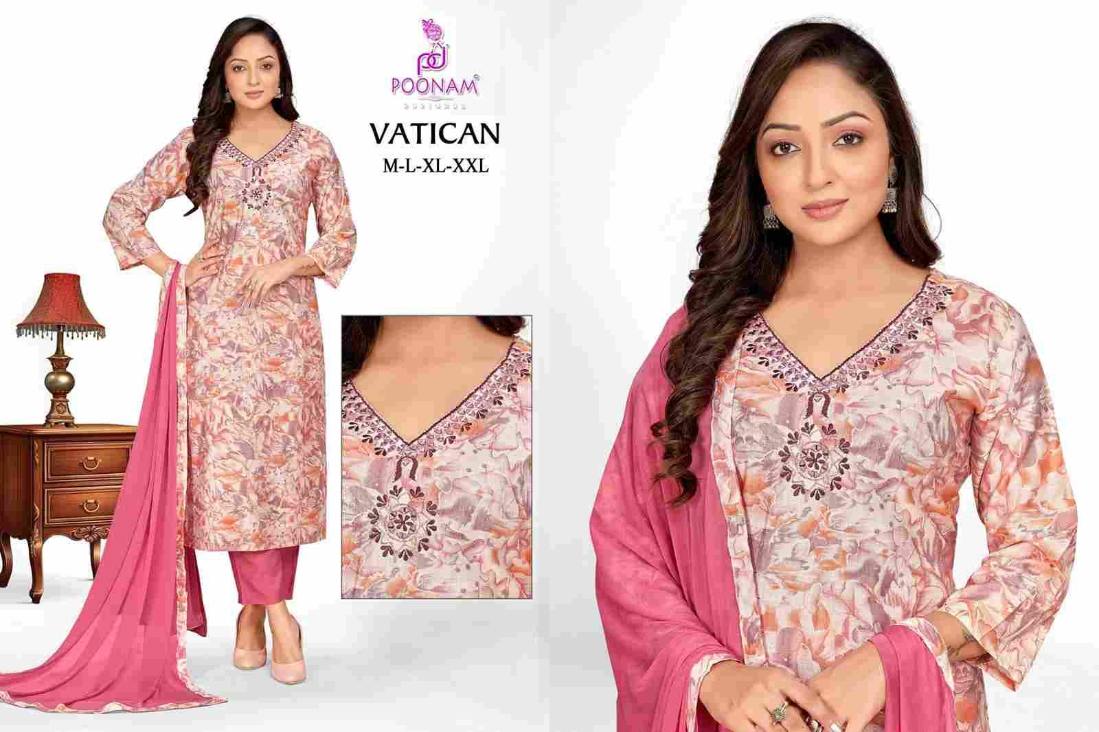 Vatican By Poonam Designer 1001 To 1005 Series Beautiful Festive Suits Colorful Stylish Fancy Casual Wear & Ethnic Wear Soft Vatican Dresses At Wholesale Price