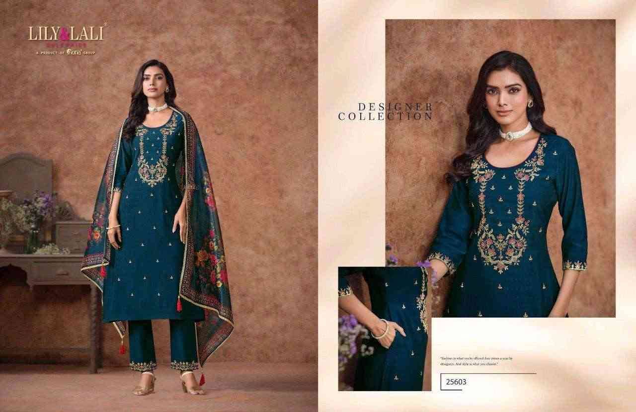 Rashmika By Lily And Lali 25601 To 25606 Series Beautiful Festive Suits Colorful Stylish Fancy Casual Wear & Ethnic Wear Viscose Silk Embroidery Dresses At Wholesale Price