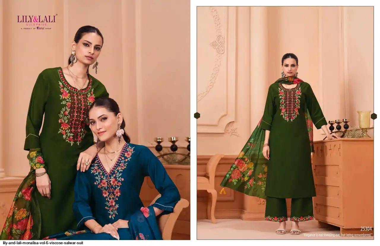 Monalisa Vol-6 By Lily And Lali 25301 To 25306 Series Beautiful Festive Suits Colorful Stylish Fancy Casual Wear & Ethnic Wear Viscose Silk Embroidery Dresses At Wholesale Price