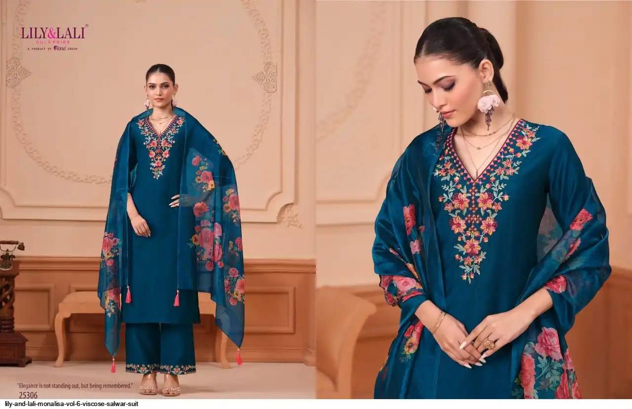 Monalisa Vol-6 By Lily And Lali 25301 To 25306 Series Beautiful Festive Suits Colorful Stylish Fancy Casual Wear & Ethnic Wear Viscose Silk Embroidery Dresses At Wholesale Price