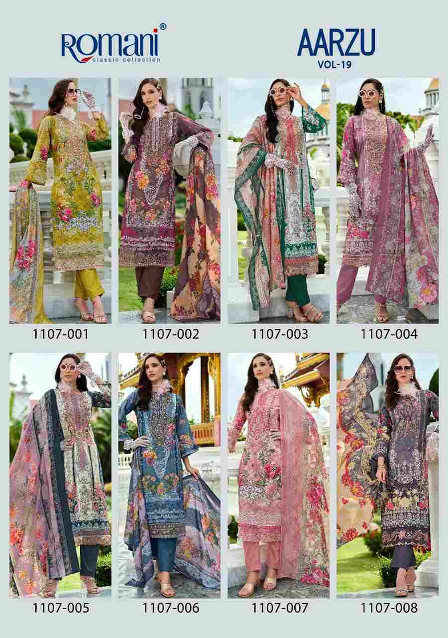 Aarzu Vol-19 By Romani 1107-001 To 1107-008 Series Beautiful Festive Suits Stylish Fancy Colorful Casual Wear & Ethnic Wear Soft Cotton Print Dresses At Wholesale Price