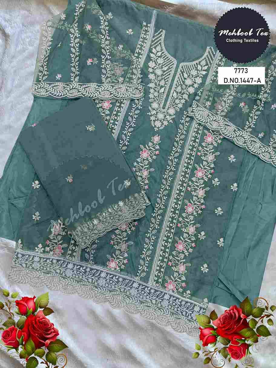 Mehboob Tex Hit Design 1447 Colours By Mehboob Tex 1447-A To 1447-D Series Beautiful Pakistani Suits Stylish Fancy Colorful Party Wear & Occasional Wear Organza Embroidered Dresses At Wholesale Price
