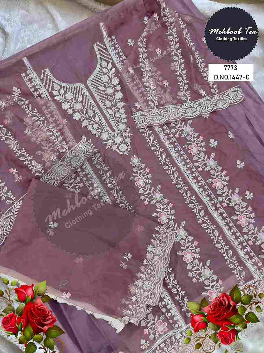 Mehboob Tex Hit Design 1447 Colours By Mehboob Tex 1447-A To 1447-D Series Beautiful Pakistani Suits Stylish Fancy Colorful Party Wear & Occasional Wear Organza Embroidered Dresses At Wholesale Price