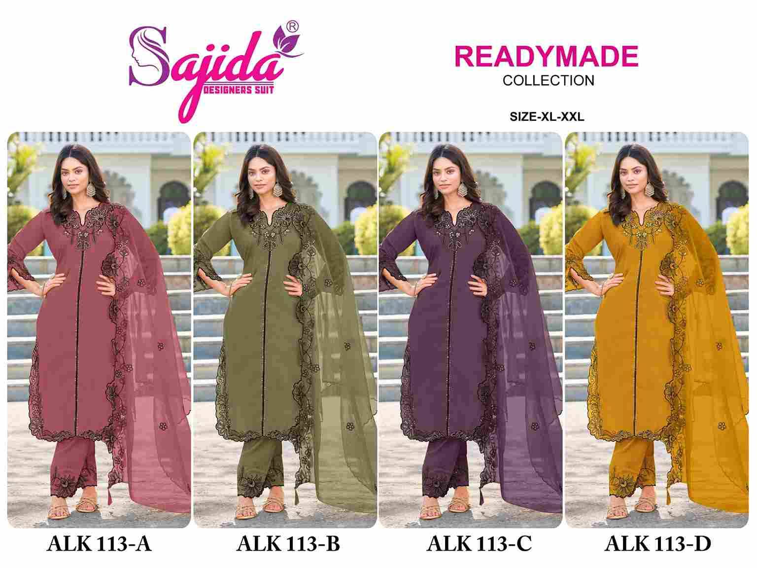 ALK-113 Colours By Sajida Designer Suits 113-A To 113-D Series Beautiful Pakistani Suits Colorful Stylish Fancy Casual Wear & Ethnic Wear Heavy Roman Silk Embroidered Dresses At Wholesale Price