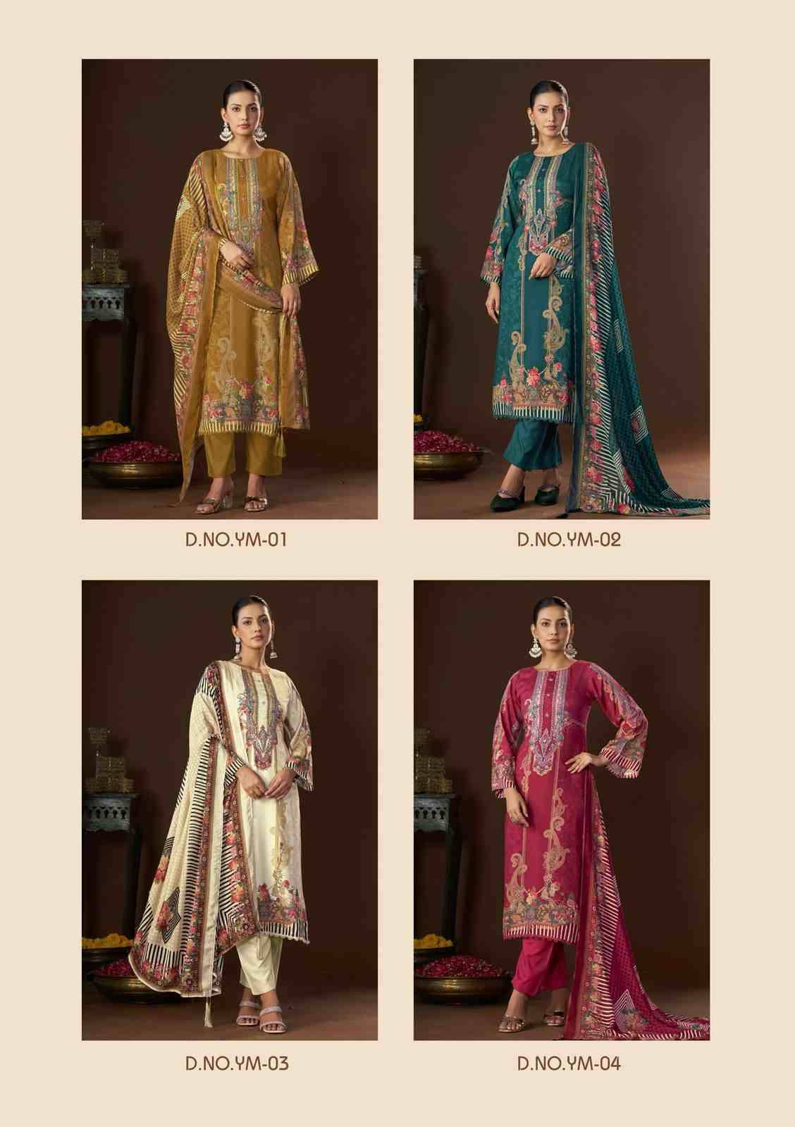Yamika By Karva Designer Studio 01 To 04 Series Beautiful Festive Suits Colorful Stylish Fancy Casual Wear & Ethnic Wear Pure Viscose Muslin Dresses At Wholesale Price