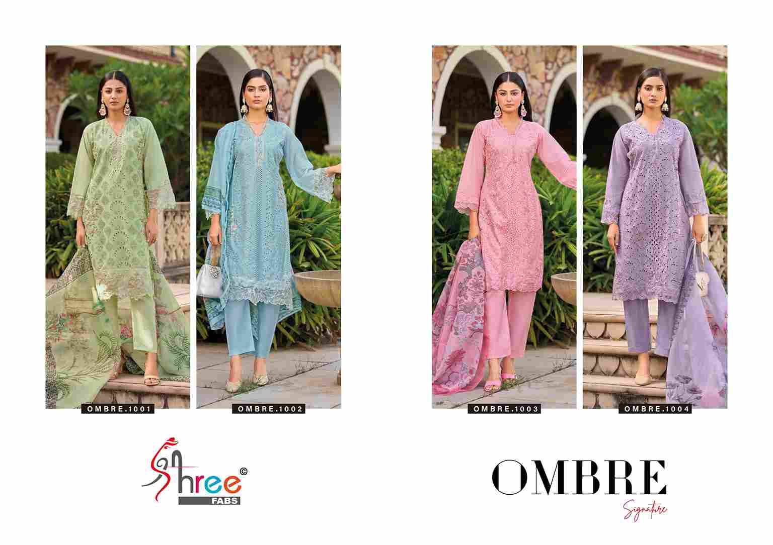 Ombre Signature By Shree Fabs 1001 To 1004 Series Designer Pakistani Suits Collection Beautiful Stylish Fancy Colorful Party Wear & Ethnic Wear Pure Viscose With Pure Cotton With Embroidery Dresses At Wholesale Price