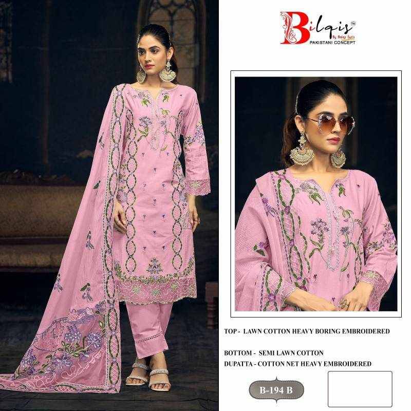 Bilqis 194 Colours By Bilqis 194-A To 194-D Series Beautiful Pakistani Suits Stylish Fancy Colorful Party Wear & Occasional Wear Cotton Lawn Embroidery Dresses At Wholesale Price
