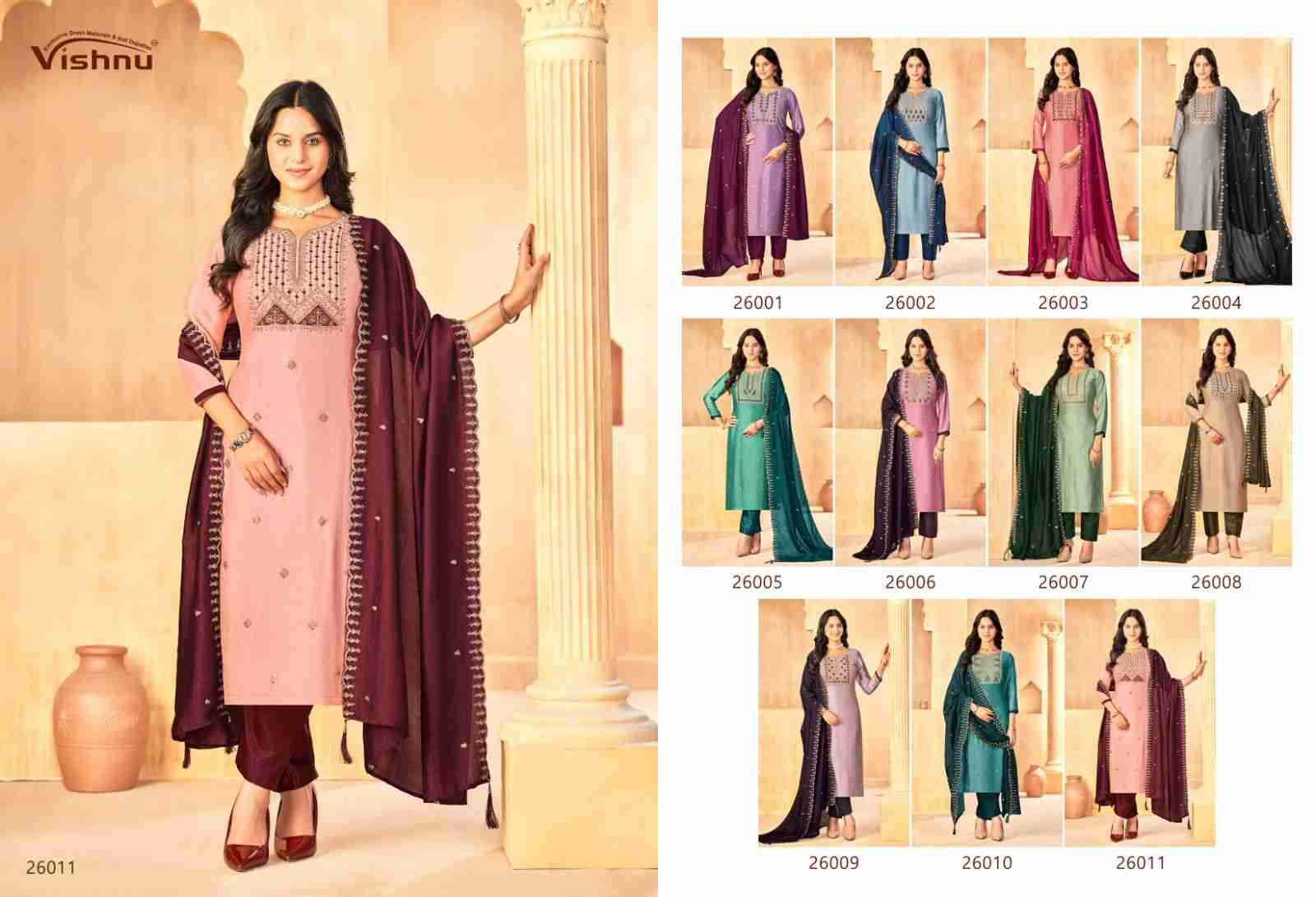 Jasmeen Vol-3 By Vishnu 26001 To 26011 Series Beautiful Stylish Festive Suits Fancy Colorful Casual Wear & Ethnic Wear & Ready To Wear Vichitra Silk Dresses At Wholesale Price