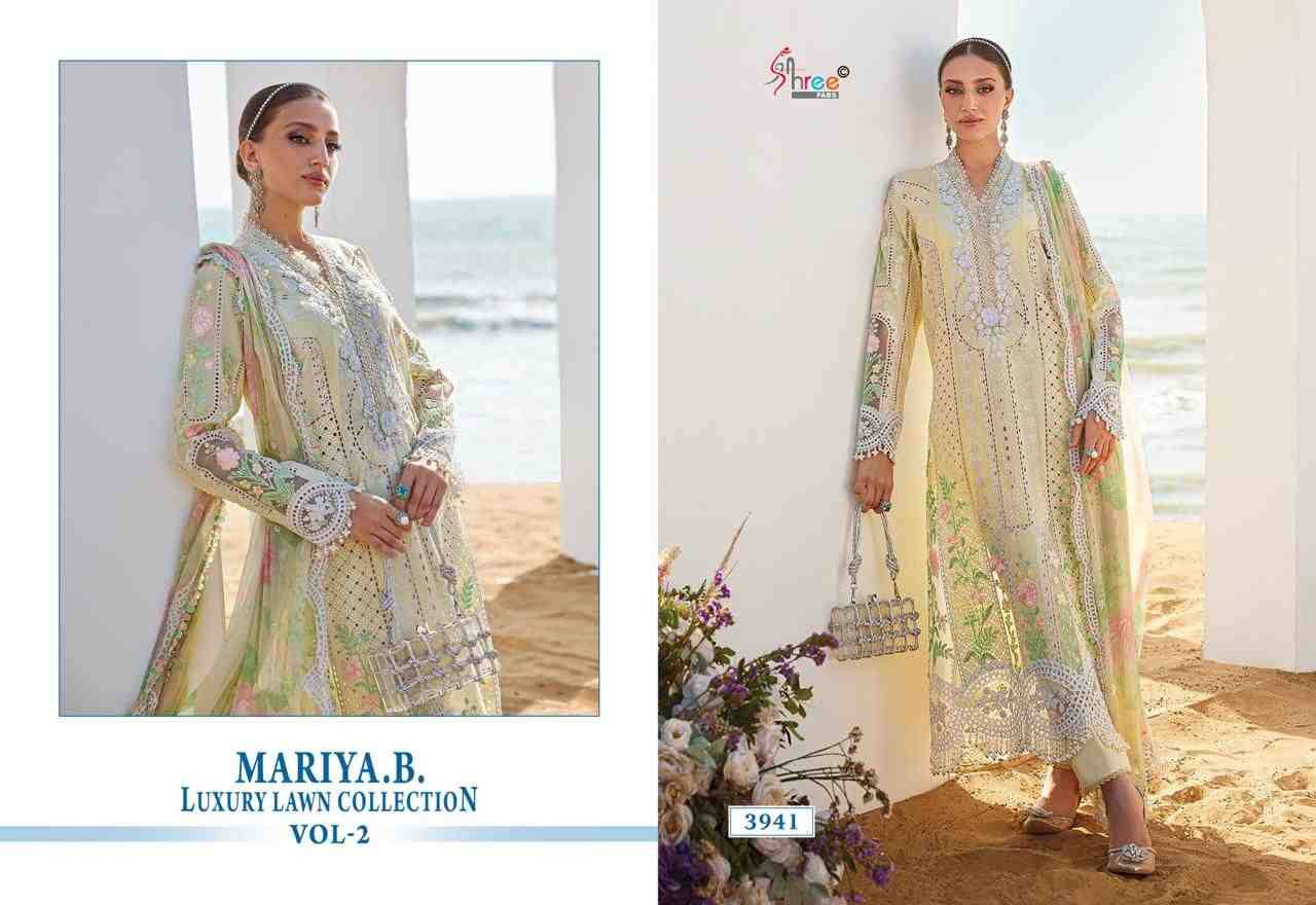 Mariya.B. Luxury Lawn Collection Vol-2 By Shree Fabs 3939 To 3944 Series Designer Pakistani Suits Collection Beautiful Stylish Fancy Colorful Party Wear & Ethnic Wear Pure Viscose With Pure Cotton With Embroidery Dresses At Wholesale Price