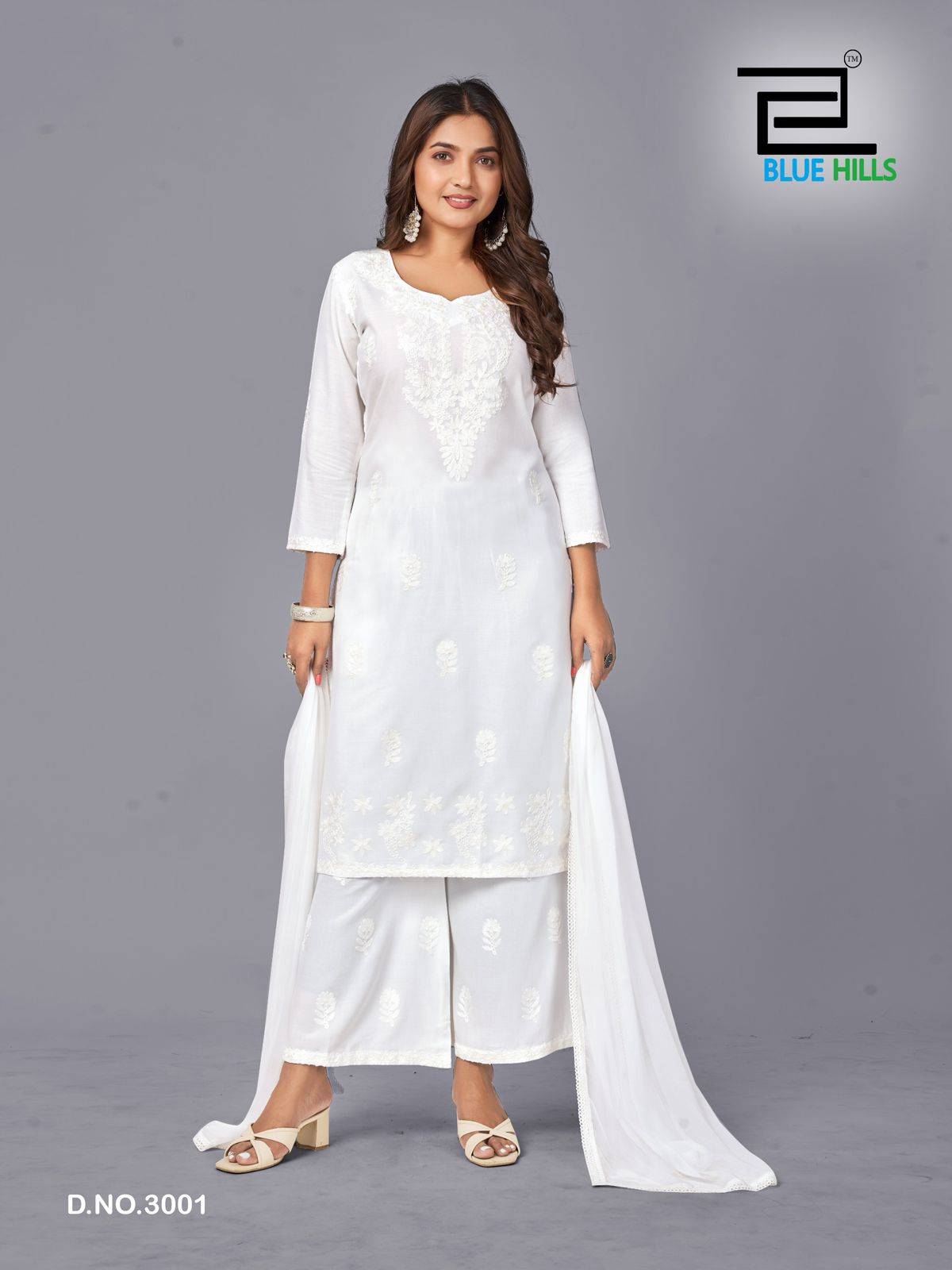 Snow White Vol-3 By Blue Hills 3001 To 3004 Series Beautiful Festive Suits Colorful Stylish Fancy Casual Wear & Ethnic Wear Rayon With Work Dresses At Wholesale Price