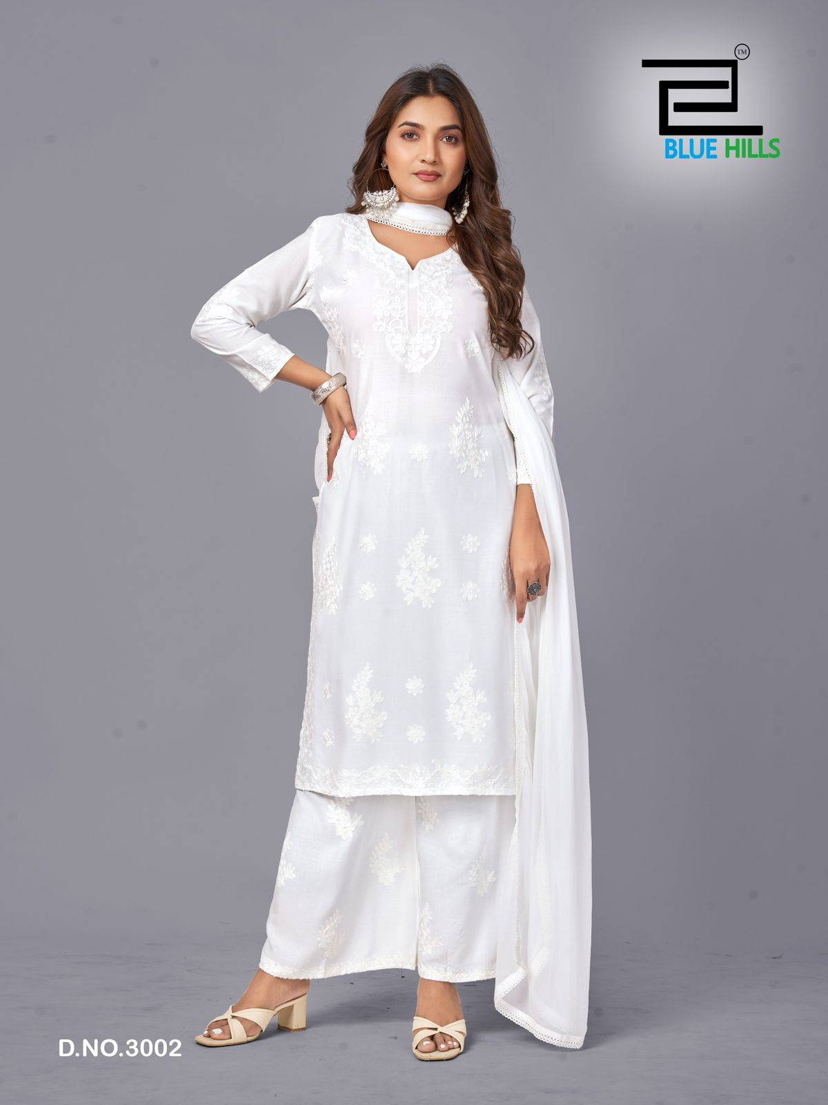 Snow White Vol-3 By Blue Hills 3001 To 3004 Series Beautiful Festive Suits Colorful Stylish Fancy Casual Wear & Ethnic Wear Rayon With Work Dresses At Wholesale Price
