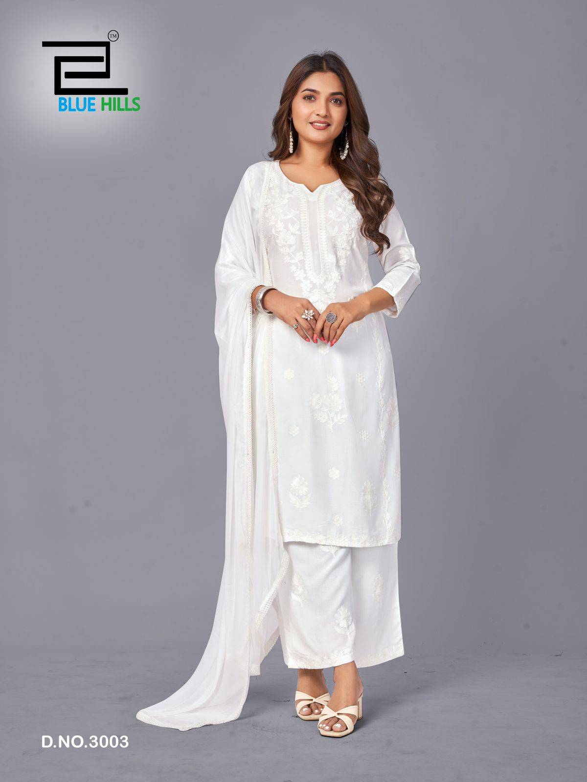 Snow White Vol-3 By Blue Hills 3001 To 3004 Series Beautiful Festive Suits Colorful Stylish Fancy Casual Wear & Ethnic Wear Rayon With Work Dresses At Wholesale Price
