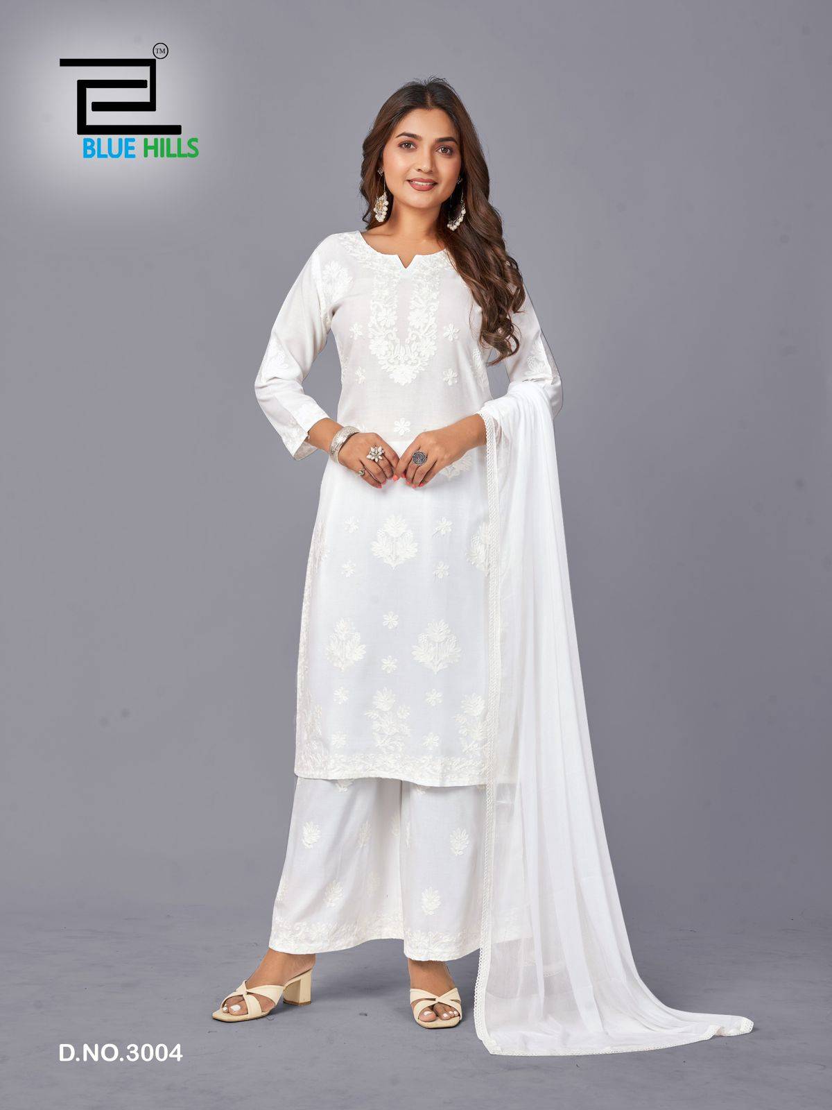 Snow White Vol-3 By Blue Hills 3001 To 3004 Series Beautiful Festive Suits Colorful Stylish Fancy Casual Wear & Ethnic Wear Rayon With Work Dresses At Wholesale Price