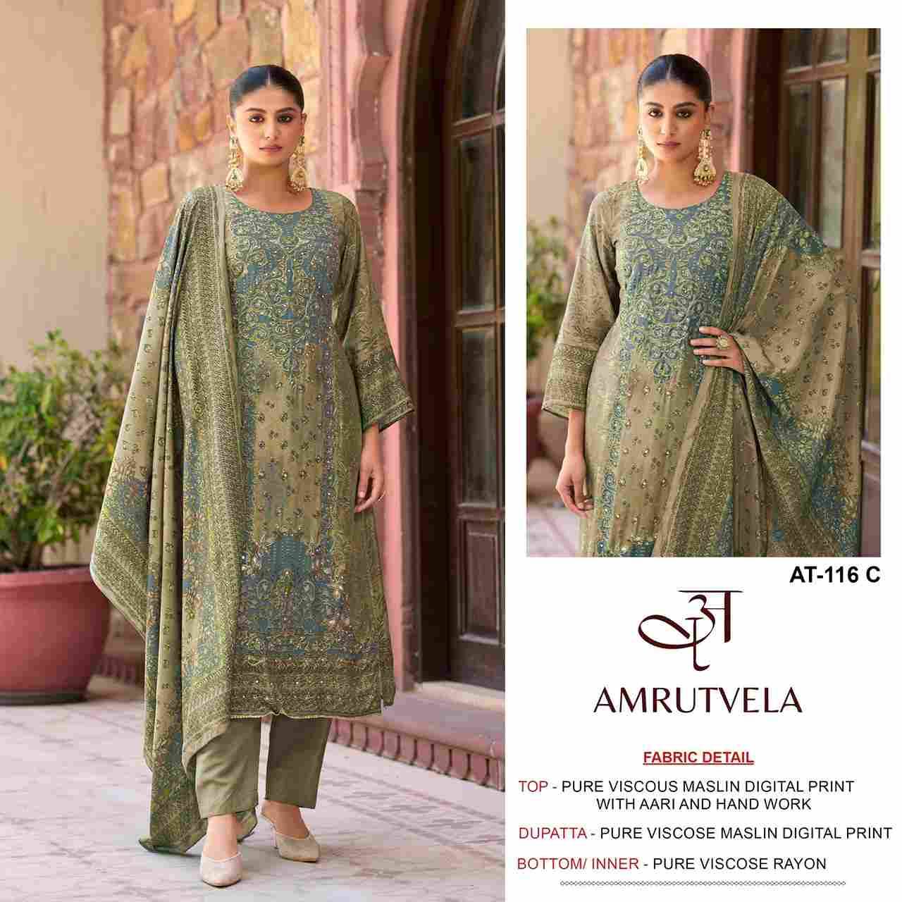 Amrutvela Hit Design AT-116 Colours By Amrutvela AT-116-A To AT-116-D Series Designer Pakistani Suits Collection Beautiful Stylish Fancy Colorful Party Wear & Occasional Wear Viscose Muslin Dresses At Wholesale Price