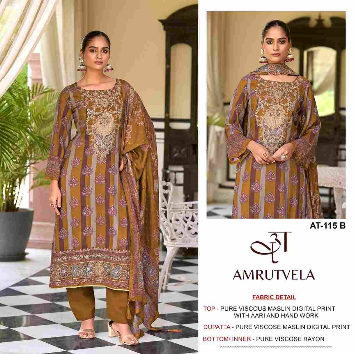 Amrutvela Hit Design AT-115 Colours By Amrutvela AT-115-A To AT-115-D Series Designer Pakistani Suits Collection Beautiful Stylish Fancy Colorful Party Wear & Occasional Wear Viscose Muslin Dresses At Wholesale Price