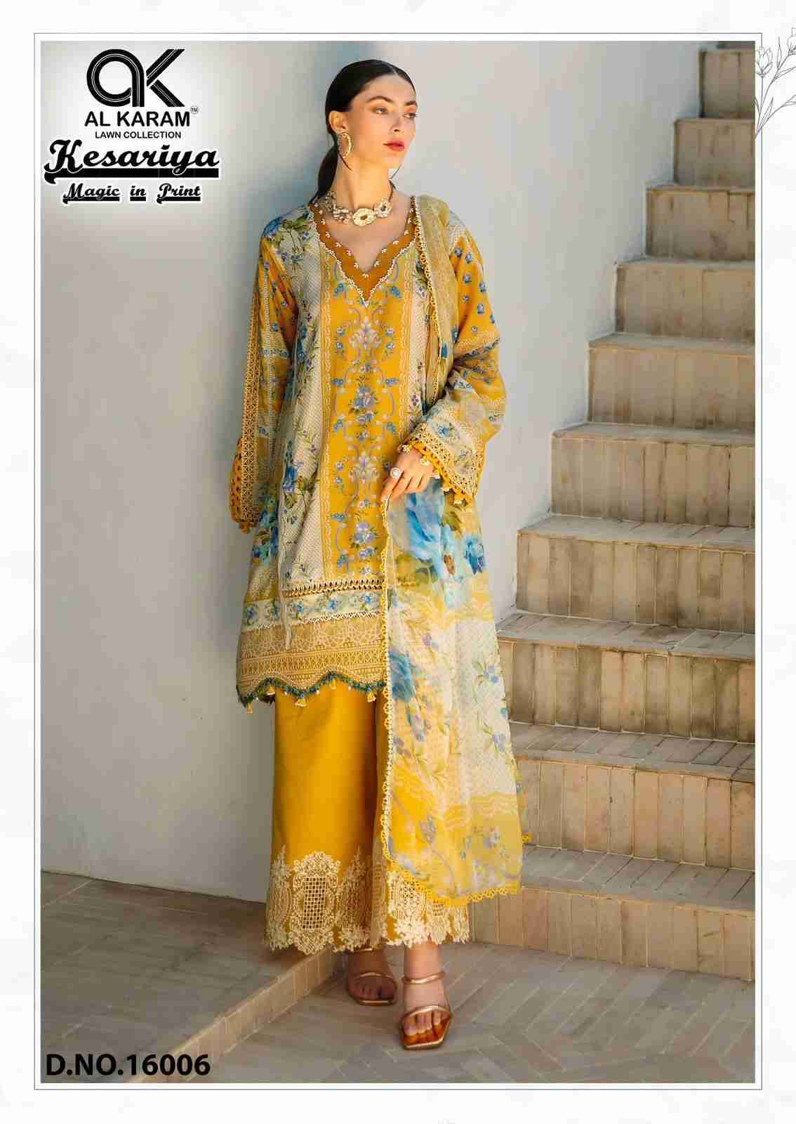 Kesariya Vol-16 By Al Karam Lawn Collection 16001 To 16006 Series Beautiful Festive Suits Colorful Stylish Fancy Casual Wear & Ethnic Wear Pure Cambric Embroidered Dresses At Wholesale Price