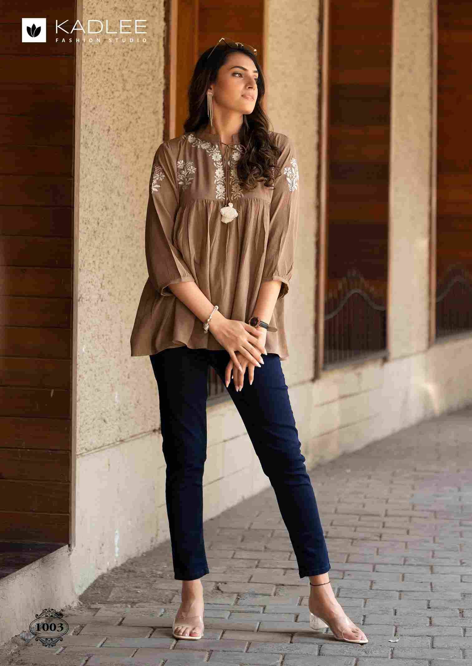 Crystal By Kadlee 1001 To 1006 Series Designer Stylish Fancy Colorful Beautiful Party Wear & Ethnic Wear Collection Heavy Rayon Slub Tops At Wholesale Price