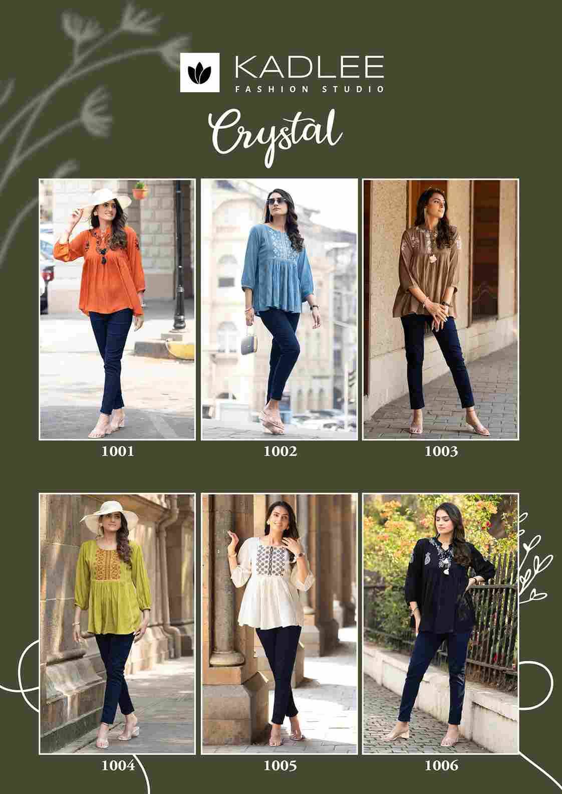 Crystal By Kadlee 1001 To 1006 Series Designer Stylish Fancy Colorful Beautiful Party Wear & Ethnic Wear Collection Heavy Rayon Slub Tops At Wholesale Price