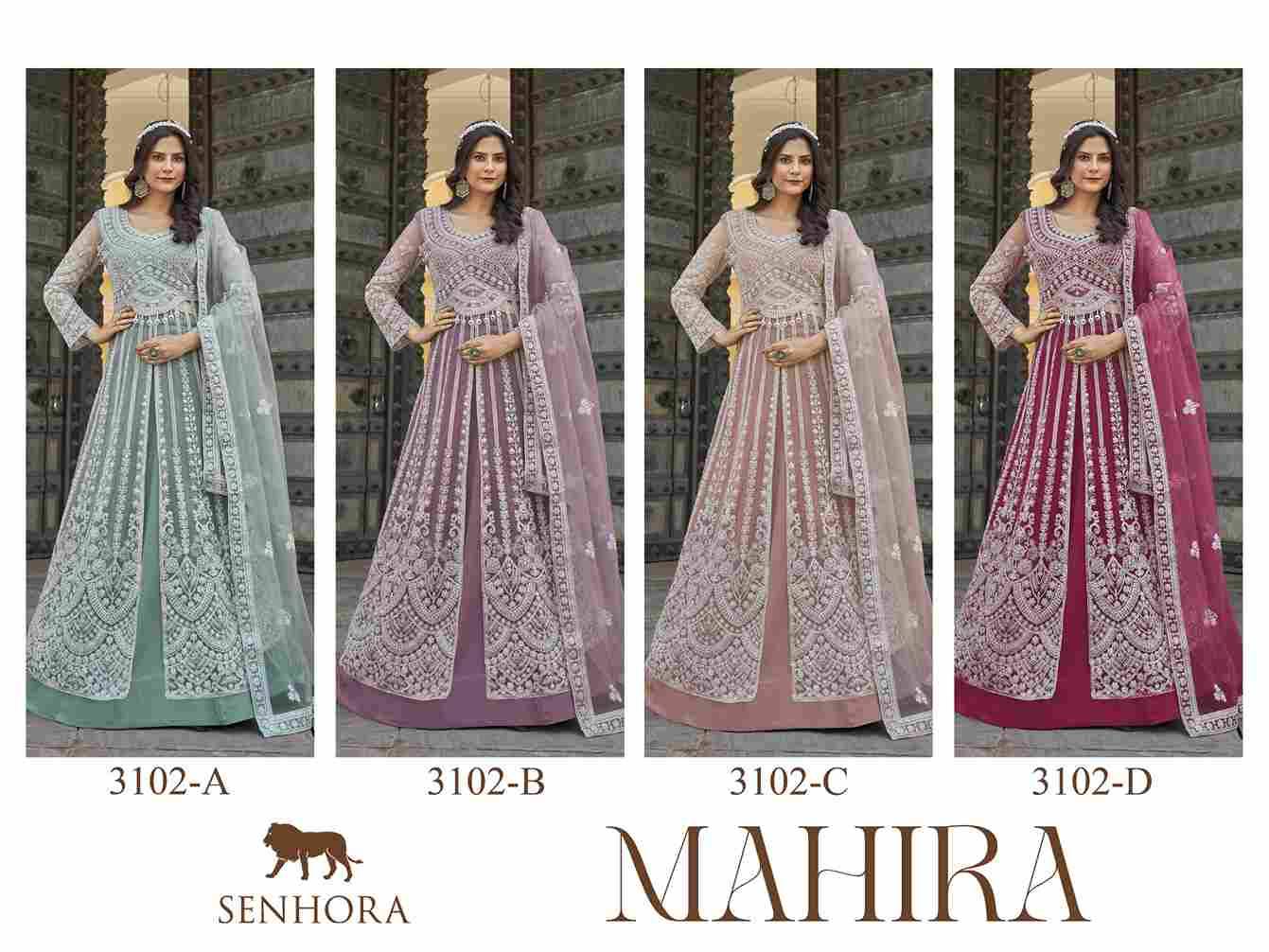 Mahira By Senhora Dresses 3102-A To 3102-D Series Beautiful Anarkali Suits Stylish Fancy Colorful Casual Wear & Ethnic Wear Pure Net Dresses At Wholesale Price