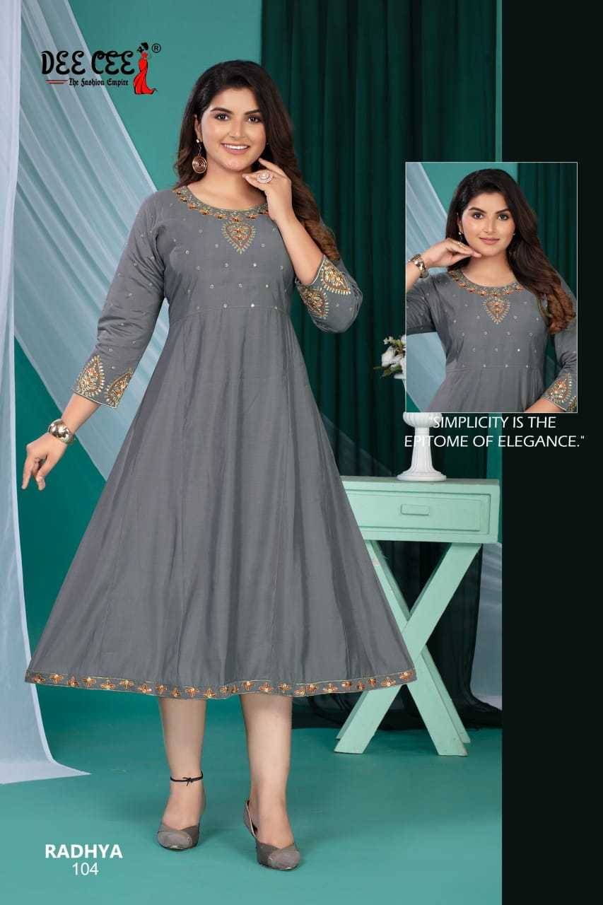 Radhya By Dee Cee 101 To 106 Series Designer Stylish Fancy Colorful Beautiful Party Wear & Ethnic Wear Collection Roman Silk Kurtis At Wholesale Price