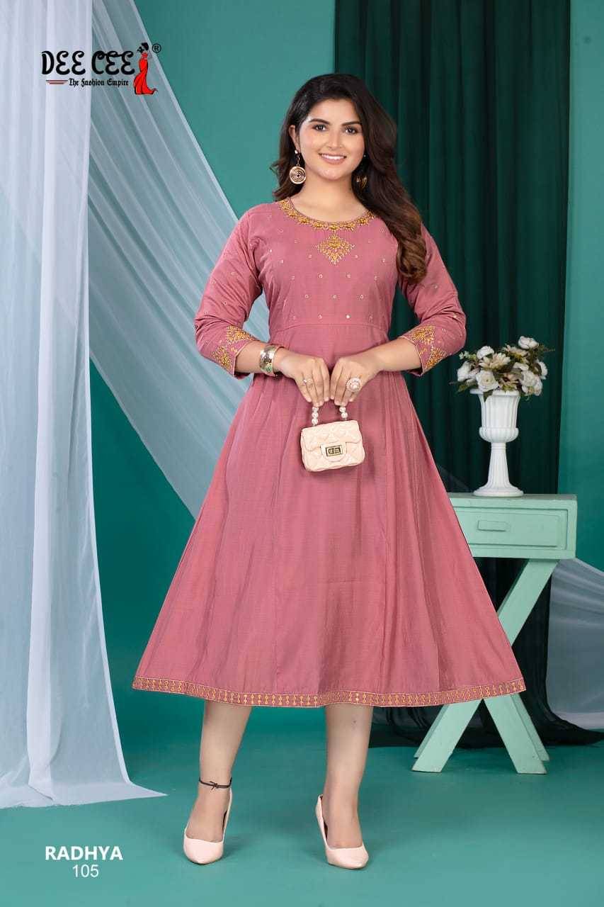 Radhya By Dee Cee 101 To 106 Series Designer Stylish Fancy Colorful Beautiful Party Wear & Ethnic Wear Collection Roman Silk Kurtis At Wholesale Price