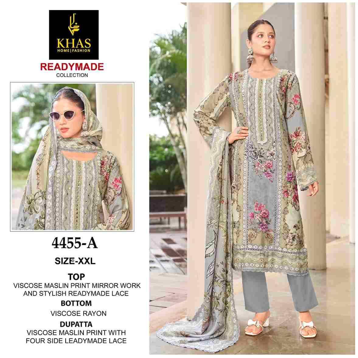 Khas 4455 Colours By Khas 4455-A To 4455-C Series Beautiful Pakistani Suits Colorful Stylish Fancy Casual Wear & Ethnic Wear Viscose Muslin Dresses At Wholesale Price