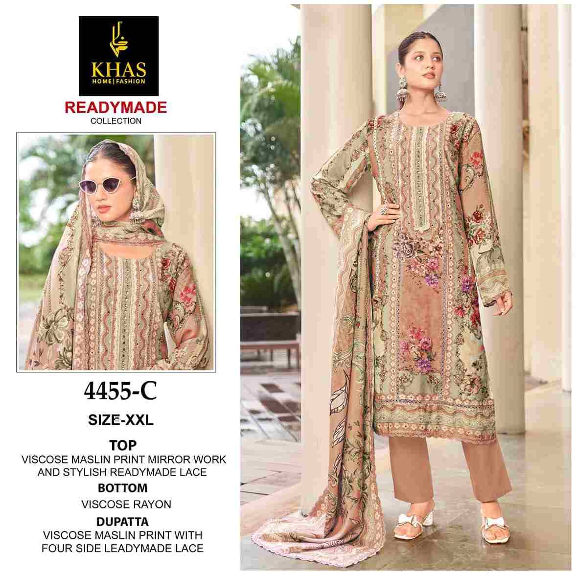 Khas 4455 Colours By Khas 4455-A To 4455-C Series Beautiful Pakistani Suits Colorful Stylish Fancy Casual Wear & Ethnic Wear Viscose Muslin Dresses At Wholesale Price