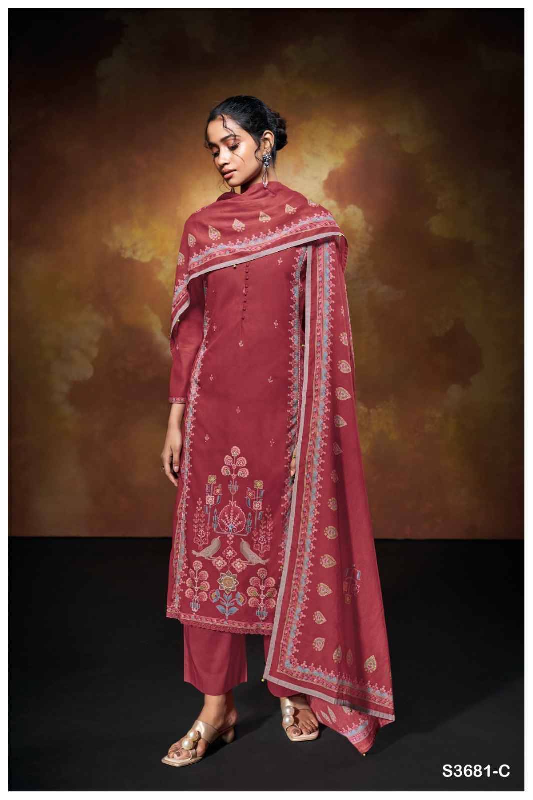 Zuleika-3681 By Ganga Fashion 3681-A To 3681-D Series Beautiful Festive Suits Colorful Stylish Fancy Casual Wear & Ethnic Wear Pure Mal Dresses At Wholesale Price