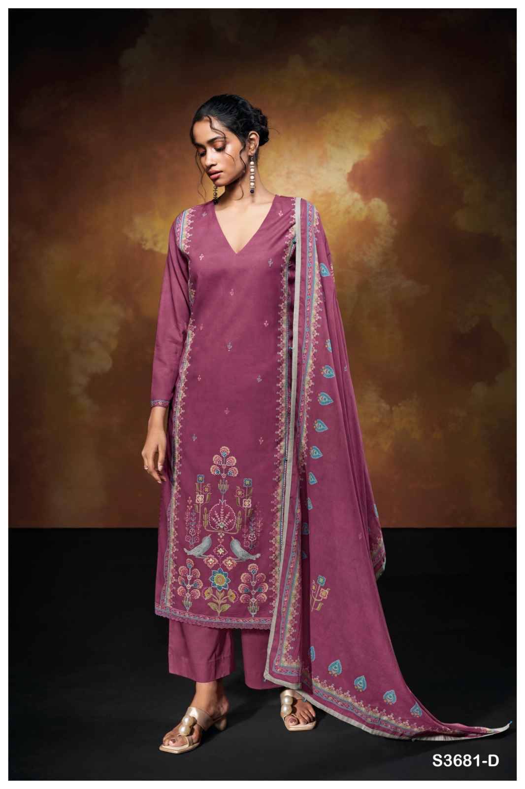 Zuleika-3681 By Ganga Fashion 3681-A To 3681-D Series Beautiful Festive Suits Colorful Stylish Fancy Casual Wear & Ethnic Wear Pure Mal Dresses At Wholesale Price