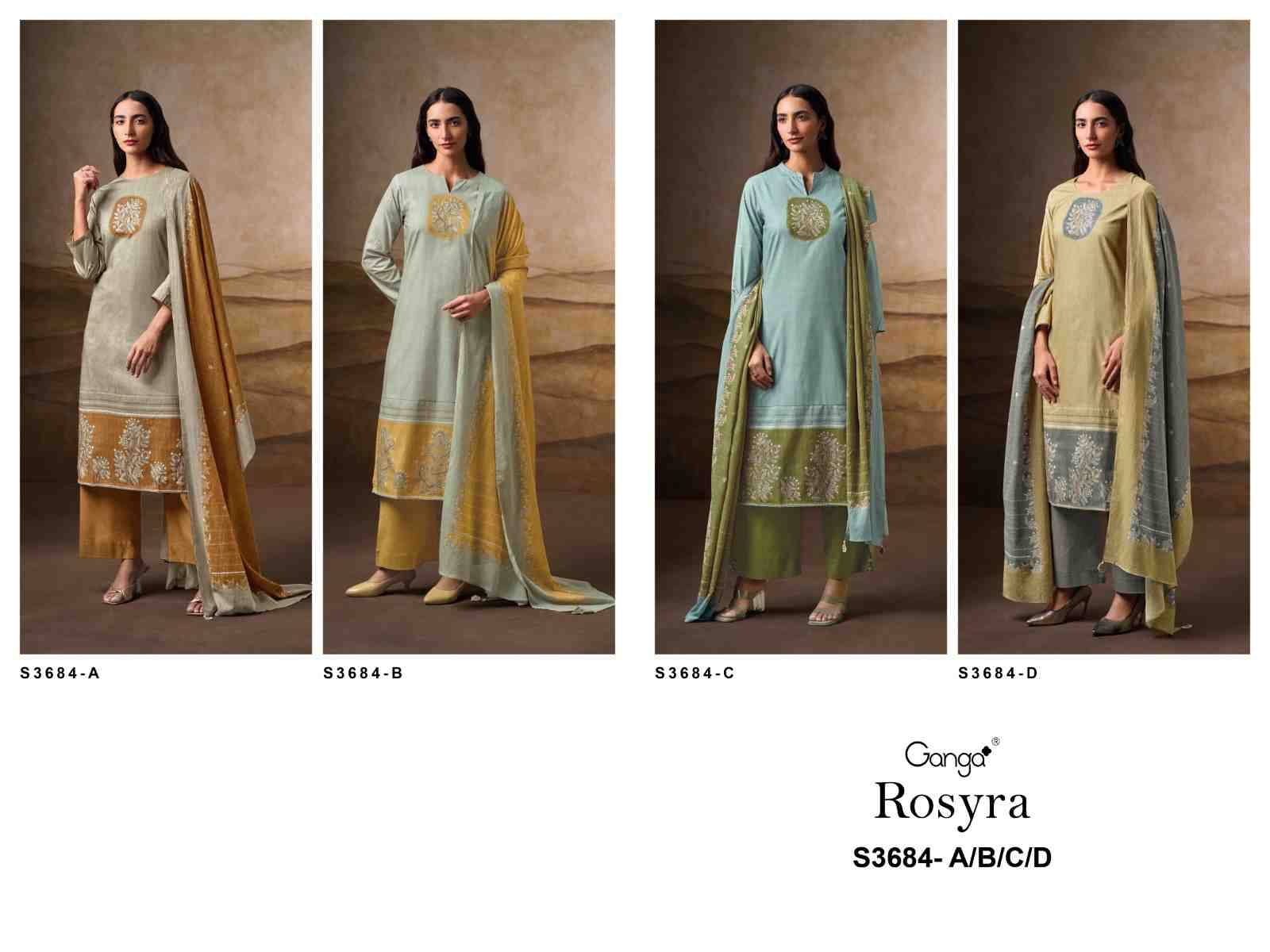 Rosyra-3684 By Ganga Fashion 3684-A To 3684-D Series Beautiful Festive Suits Colorful Stylish Fancy Casual Wear & Ethnic Wear Cotton Dresses At Wholesale Price