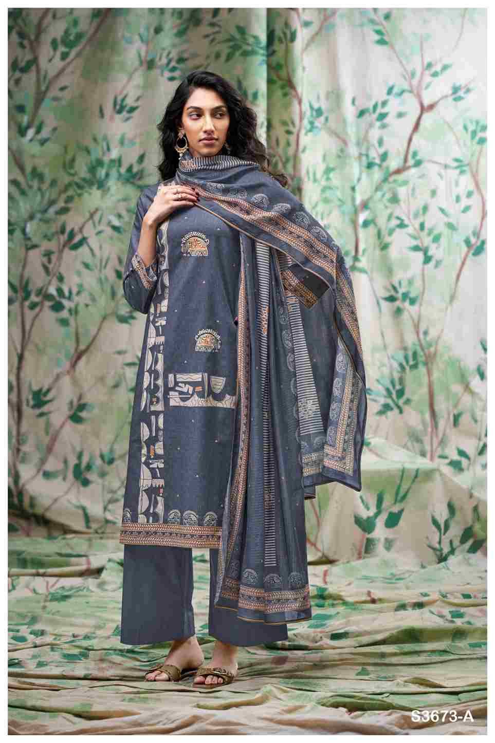 Ezvika-3673 By Ganga Fashion 3673-A To 3673-D Series Beautiful Festive Suits Colorful Stylish Fancy Casual Wear & Ethnic Wear Premium Cotton Dresses At Wholesale Price