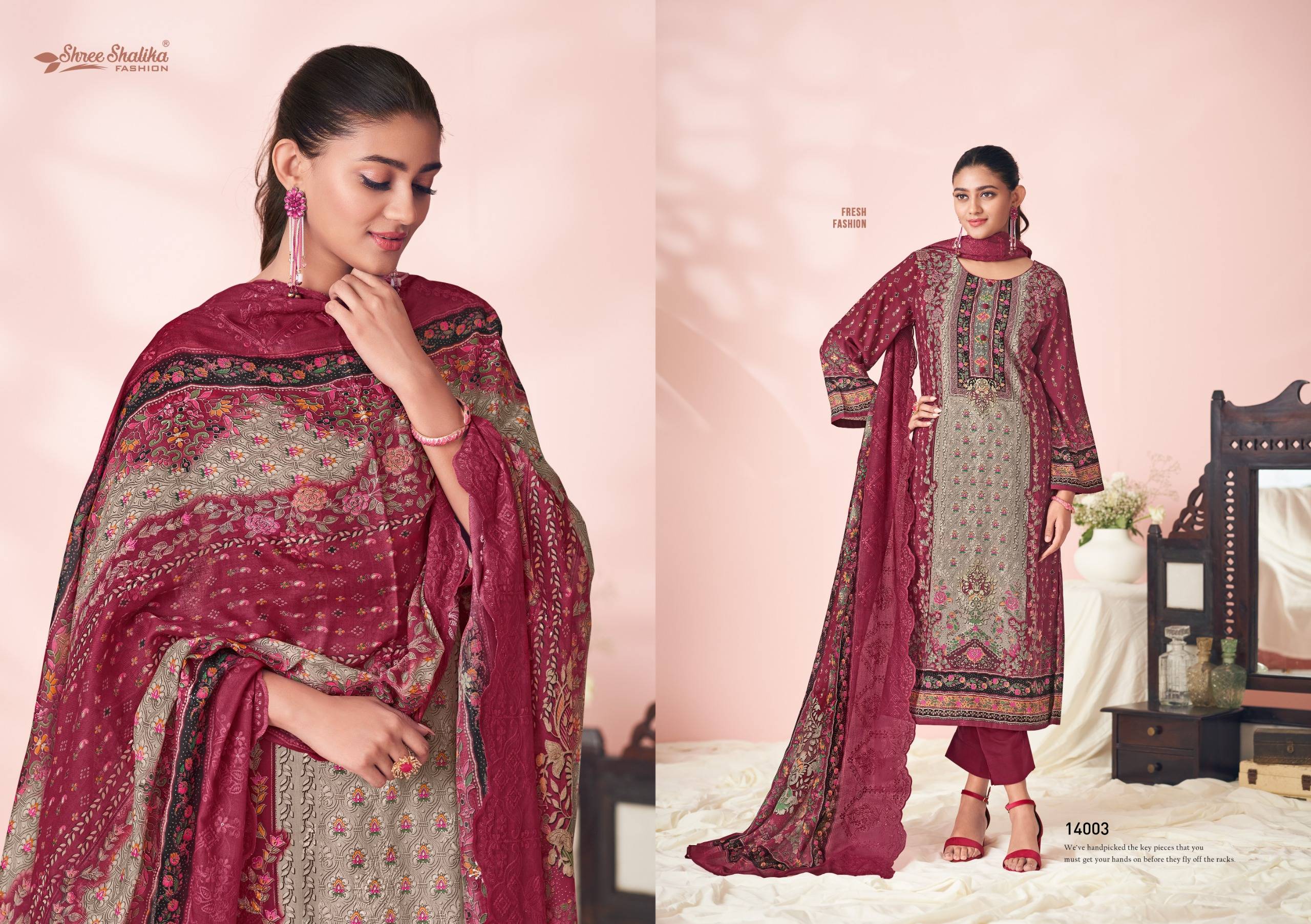 Mahjabeen Vol-14 By Shree Shalika Fashion 14001 To 14006 Series Beautiful Stylish Festive Suits Fancy Colorful Casual Wear & Ethnic Wear & Ready To Wear Cotton Lawn Print Dresses At Wholesale Price