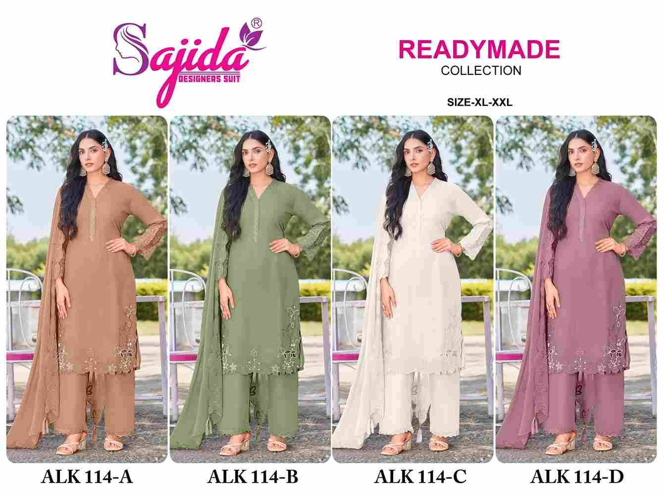 ALK-115 Colours By Sajida Designer Suits 115-A To 115-D Series Beautiful Pakistani Suits Colorful Stylish Fancy Casual Wear & Ethnic Wear Heavy Georgette Embroidered Dresses At Wholesale Price