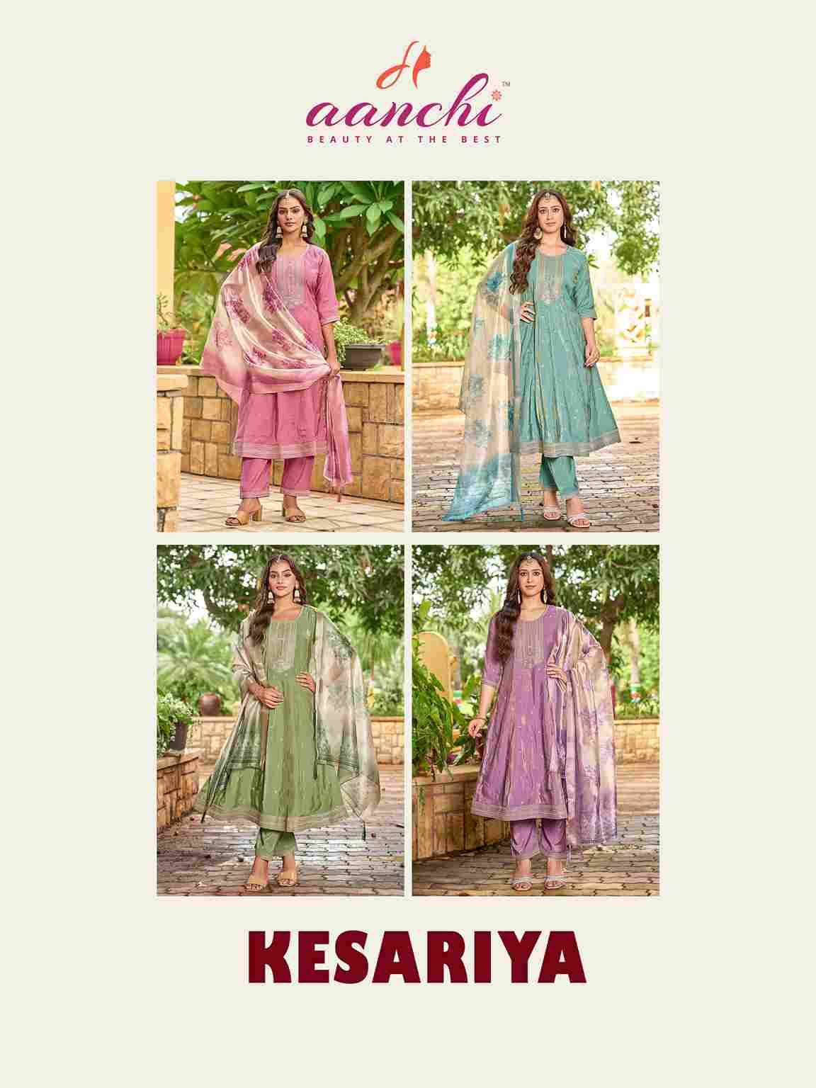 Kesariya By Aanchi 01 To 04 Series Beautiful Suits Colorful Stylish Fancy Casual Wear & Ethnic Wear Roman Shimmer Dresses At Wholesale Price