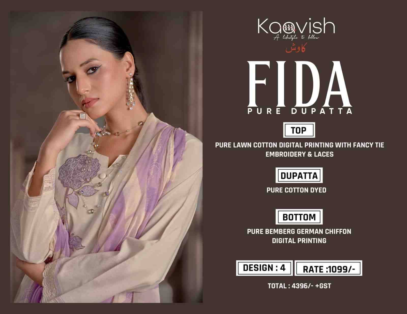 Fida By Kaavish 1651 To 1654 Series Beautiful Festive Suits Colorful Stylish Fancy Casual Wear & Ethnic Wear Pure Lawn Cotton Dresses At Wholesale Price