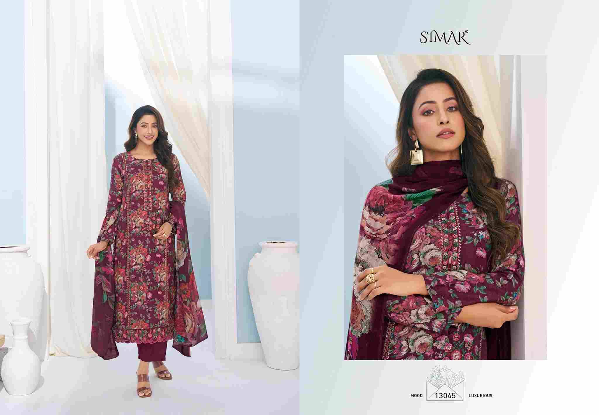 Naaz Muslin By Simar 13041 To 13045 Series Designer Festive Suits Beautiful Stylish Fancy Colorful Party Wear & Occasional Wear Pure Viscose Muslin Dresses At Wholesale Price