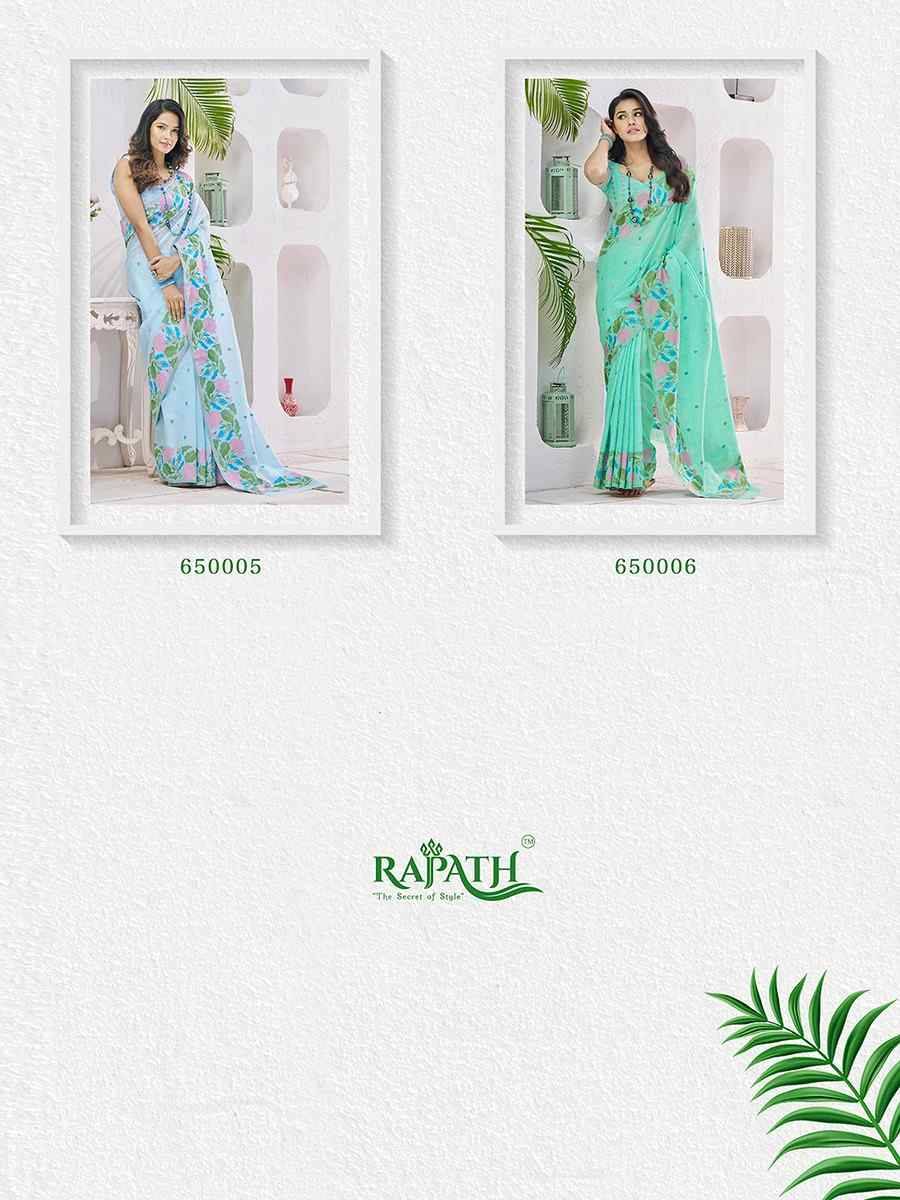 Gulabi By Rajpath 650001 To 650006 Series Indian Traditional Wear Collection Beautiful Stylish Fancy Colorful Party Wear & Occasional Wear Linen Silk Sarees At Wholesale Price