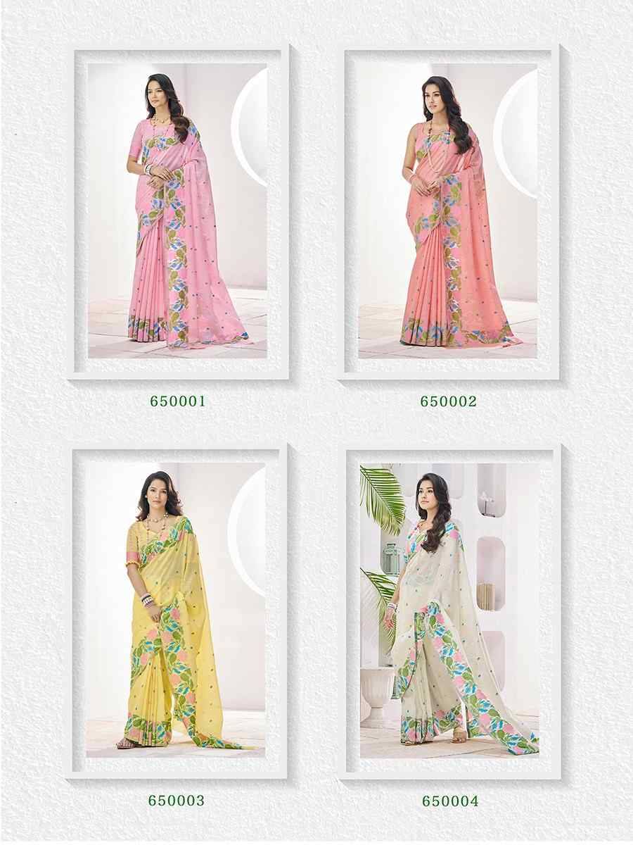 Gulabi By Rajpath 650001 To 650006 Series Indian Traditional Wear Collection Beautiful Stylish Fancy Colorful Party Wear & Occasional Wear Linen Silk Sarees At Wholesale Price
