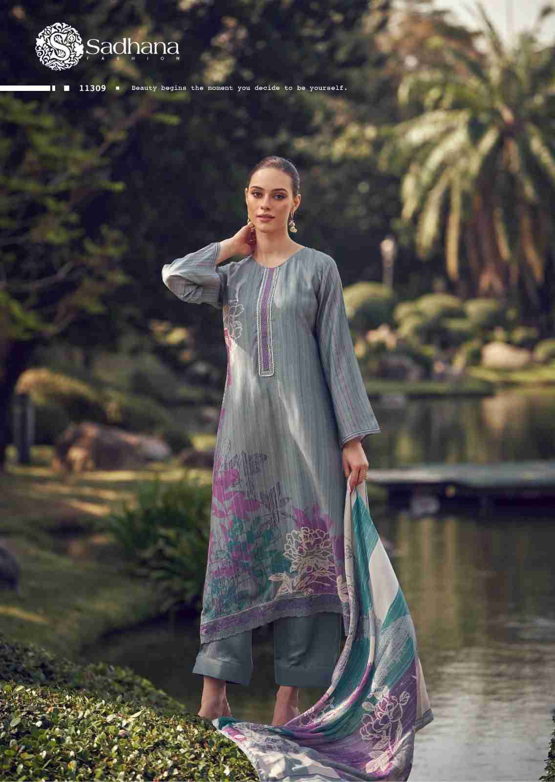 Iliana By Sadhana Fashion 11305 To 11312 Series Designer Festive Suits Beautiful Fancy Stylish Colorful Party Wear & Occasional Wear Pure Muslin Silk Print Dresses At Wholesale Price
