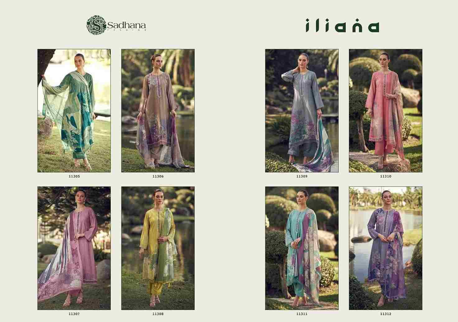 Iliana By Sadhana Fashion 11305 To 11312 Series Designer Festive Suits Beautiful Fancy Stylish Colorful Party Wear & Occasional Wear Pure Muslin Silk Print Dresses At Wholesale Price