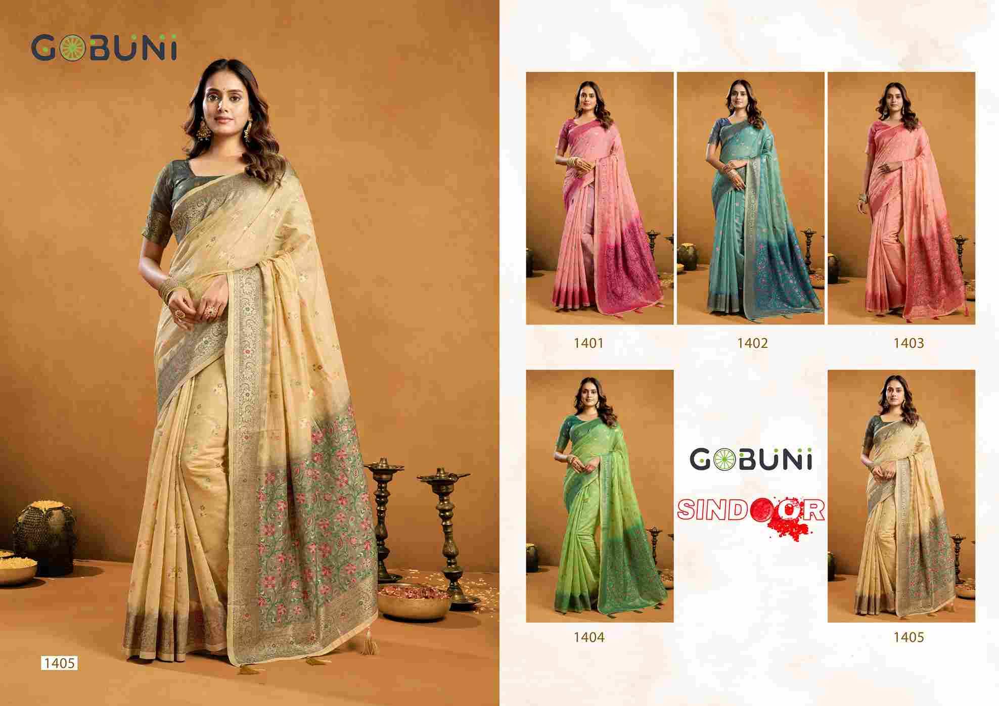 Sindoor By Gobuni 1401 To 1405 Series Indian Traditional Wear Collection Beautiful Stylish Fancy Colorful Party Wear & Occasional Wear Cotton Sarees At Wholesale Price