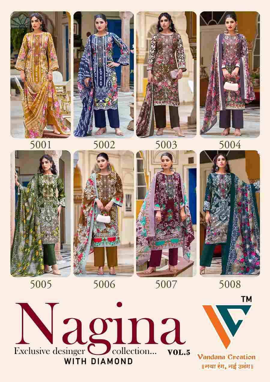 Nagina Vol-5 By Vandana Creation 5001 To 5008 Series Beautiful Festive Suits Stylish Fancy Colorful Casual Wear & Ethnic Wear Cotton Print Dresses At Wholesale Price