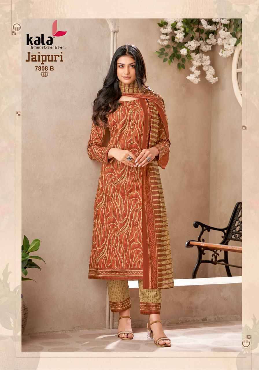 Jaipuri Vol-8 By Kala 7801-B To 7812-B Series Beautiful Suits Colorful Stylish Fancy Casual Wear & Ethnic Wear Premium Cotton Print Dresses At Wholesale Price