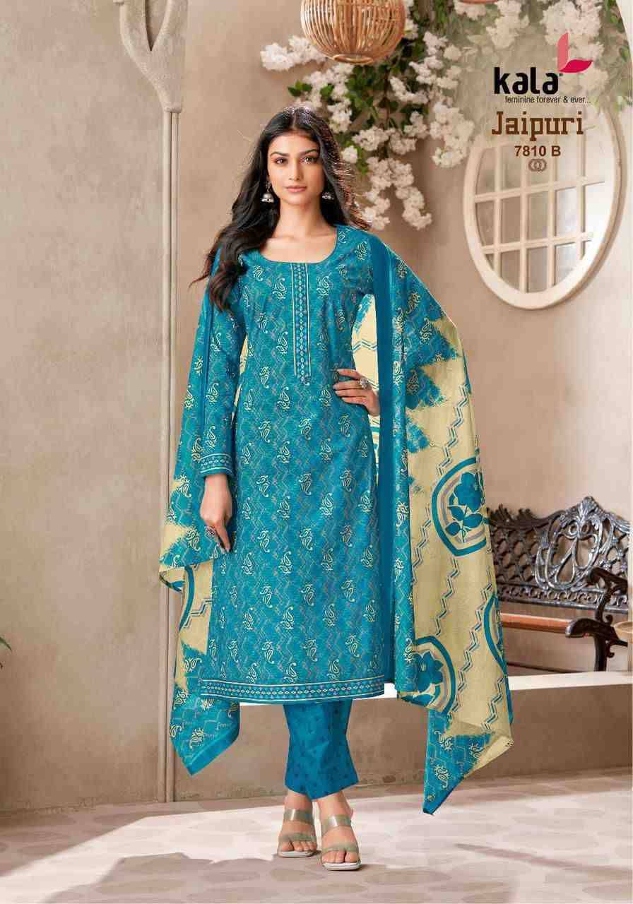 Jaipuri Vol-8 By Kala 7801-B To 7812-B Series Beautiful Suits Colorful Stylish Fancy Casual Wear & Ethnic Wear Premium Cotton Print Dresses At Wholesale Price