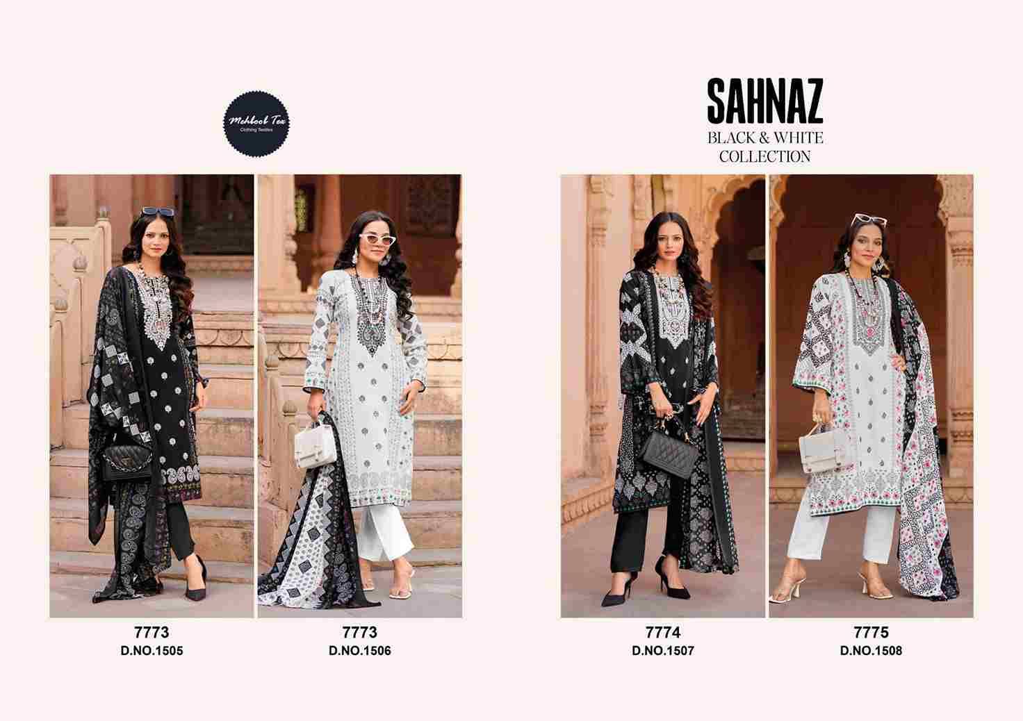 Sahnaz Black And White Collection By Mehboob Tex 1505 To 1508 Series Beautiful Pakistani Suits Stylish Fancy Colorful Party Wear & Occasional Wear Pure Cotton Dresses At Wholesale Price
