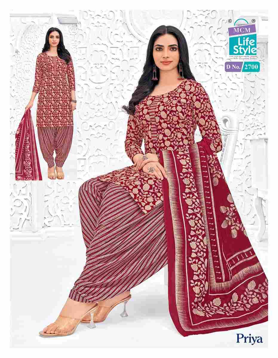 Priya Vol-27 By MCM Lifestyle 2700 To 2723 Series Beautiful Festive Suits Stylish Fancy Colorful Casual Wear & Ethnic Wear Pure Cotton Print Dresses At Wholesale Price