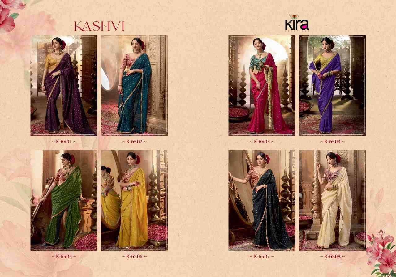Kashvi By Kira 6501 To 6508 Series Indian Traditional Wear Collection Beautiful Stylish Fancy Colorful Party Wear & Occasional Wear Pure Viscose Crepe Sarees At Wholesale Price
